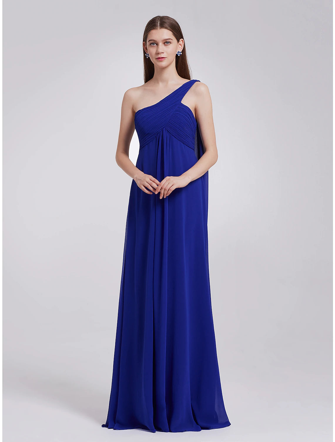 A-Line Evening Gown Empire Dress Wedding Guest Formal Evening Floor Le