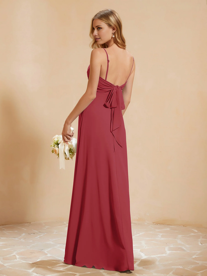 Sweetheart pleated slit long bridesmaid dress