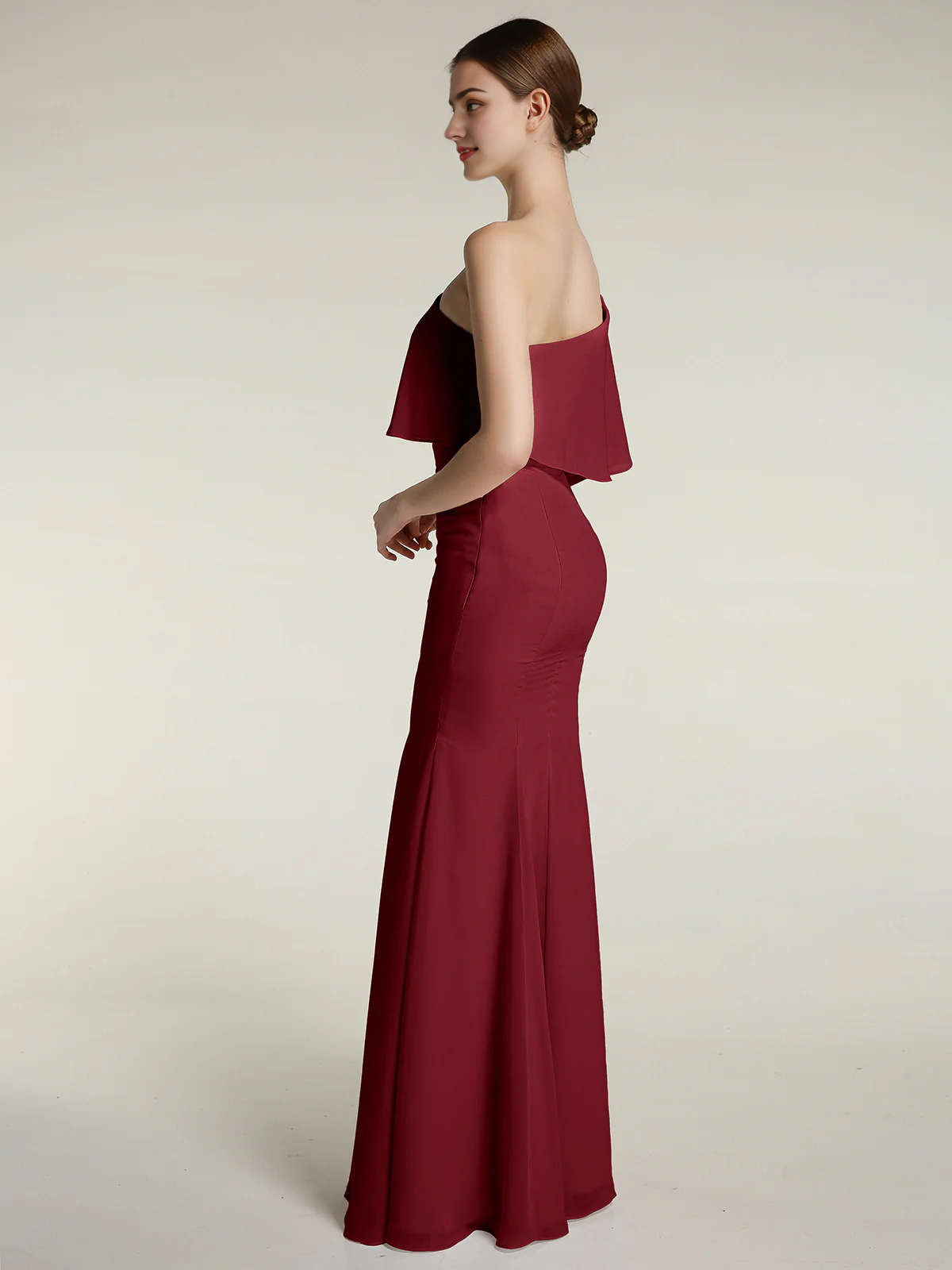 One shoulder slit fish tail dress