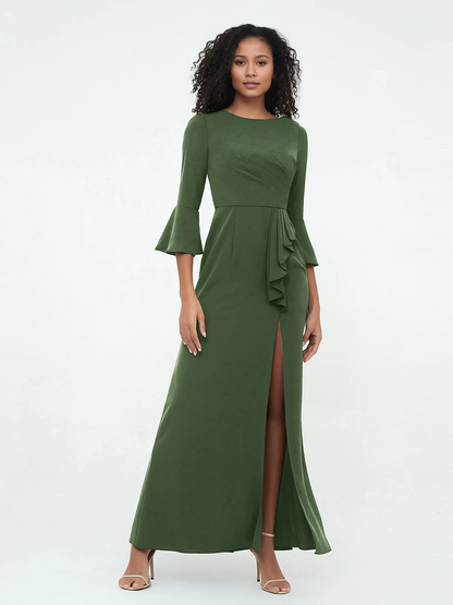 Mermaid sexy trumpet sleeve slit dress