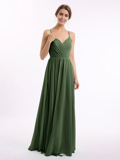 Thin shoulder chiffon bridesmaid dress