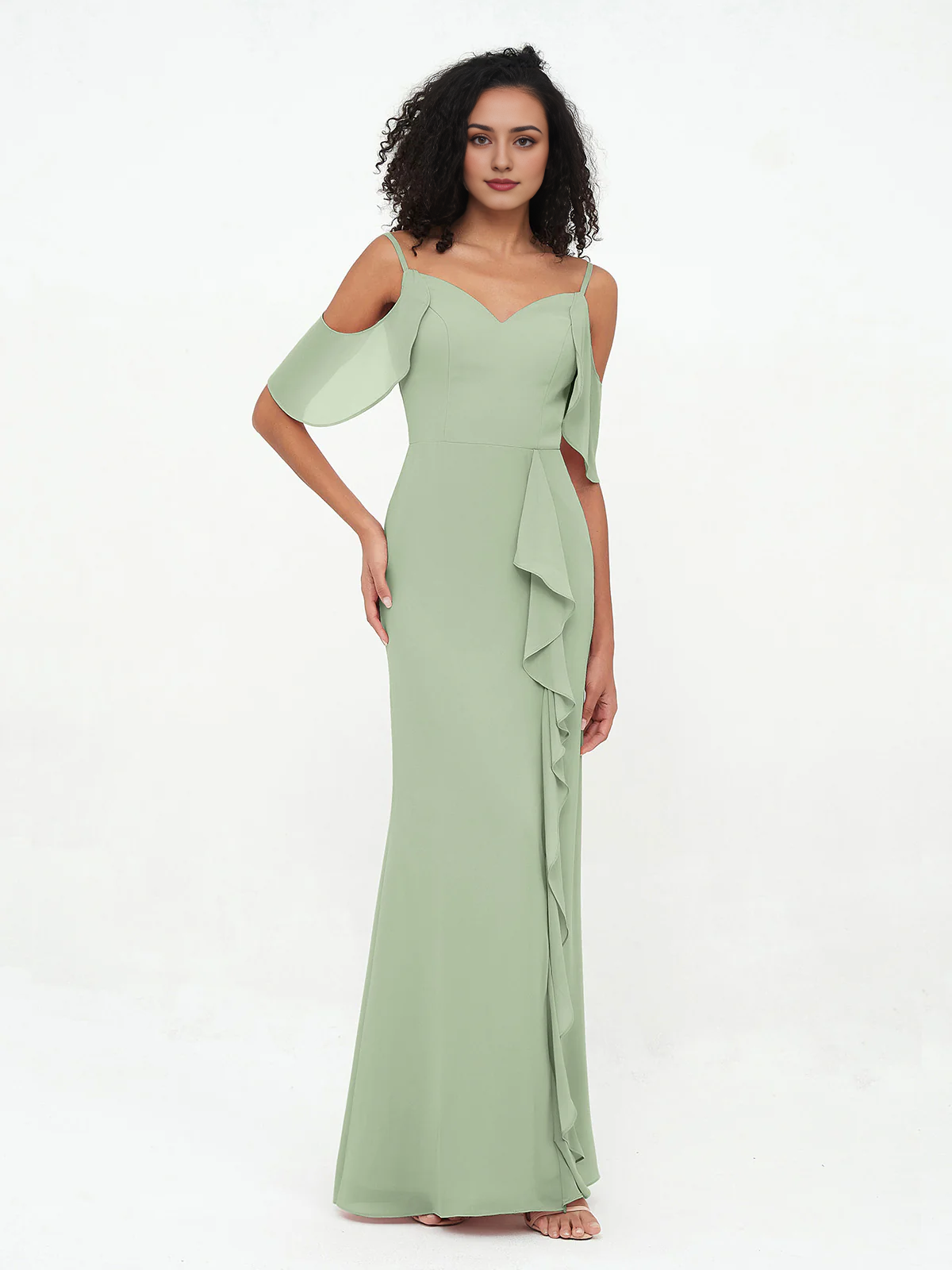 Thin shoulder strap slit Cloumn dress