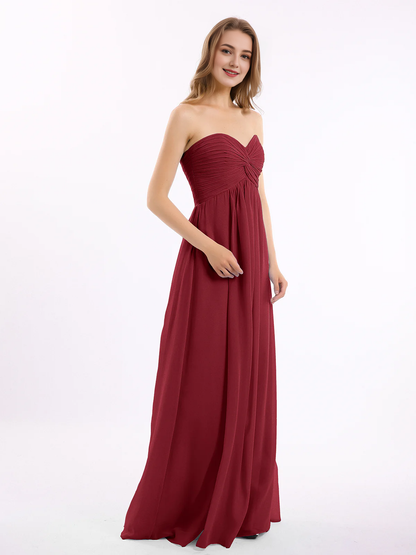 Sweetheart strapless Empire chiffon bridesmaid dress