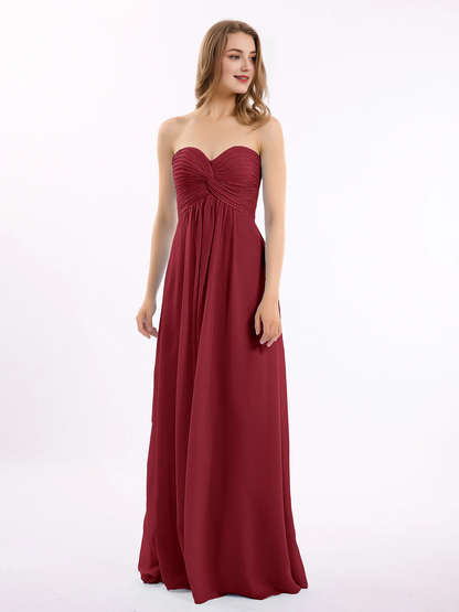 Sweetheart strapless Empire chiffon bridesmaid dress