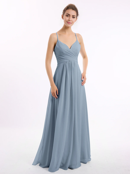 Thin shoulder strap V-neck chiffon dress