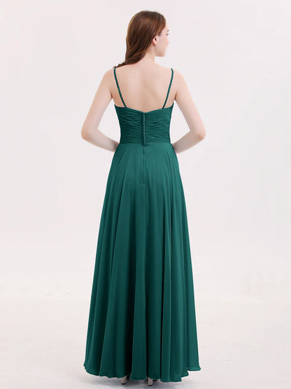 V-neck fine shoulder strap chiffon dress