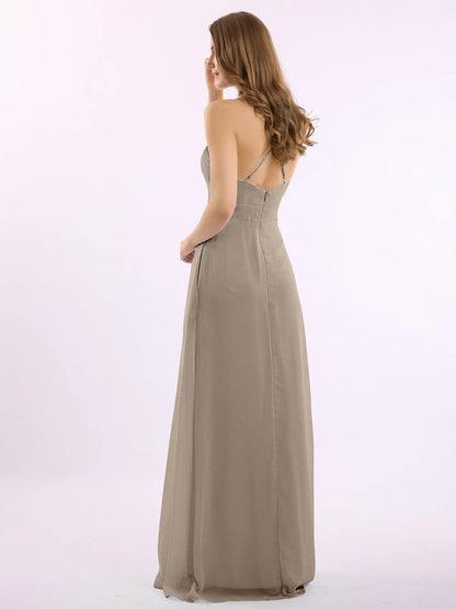 Thin shoulder V-neck chiffon dress