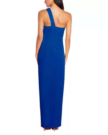 One shoulder hollowed out sleeveless backless long evening dress