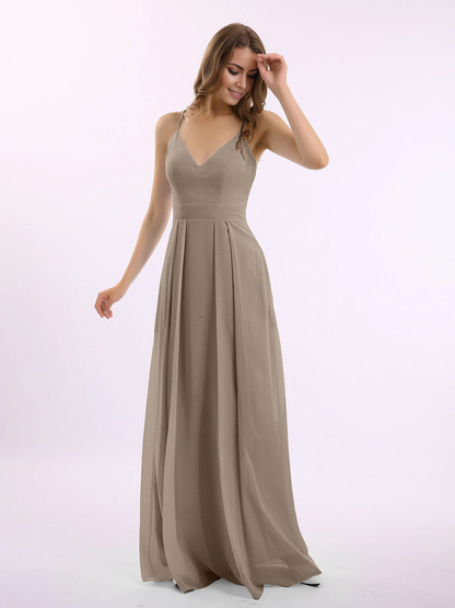 Thin shoulder V-neck chiffon dress