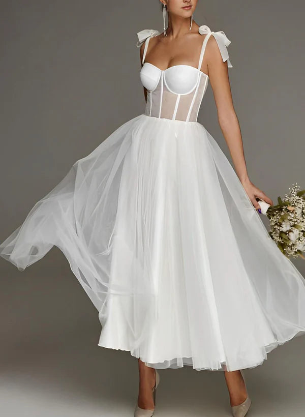 Thin gauze tea long sexy short white wedding dress