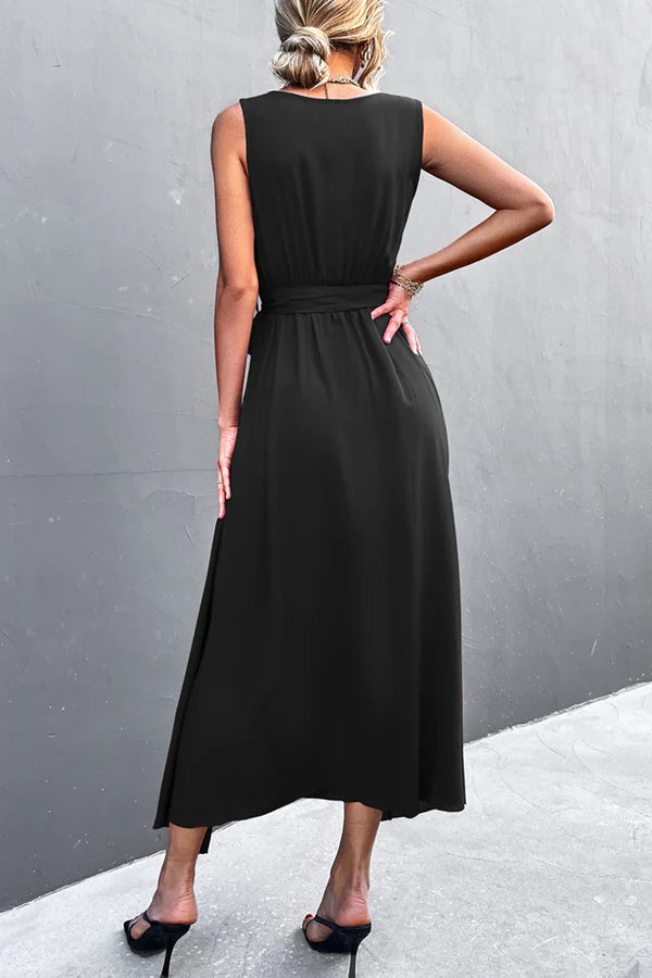 Sexy solid color slit V-neck one step dress for evening dress