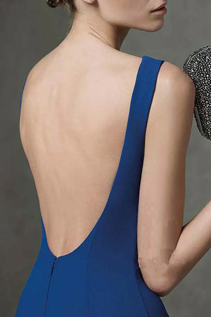 Unique speaker spoon sleeveless backless mother of the bride dress