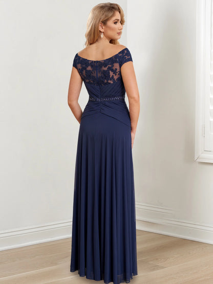 A-line/Princess Off Shoulder to Floor Length of the bride dresses