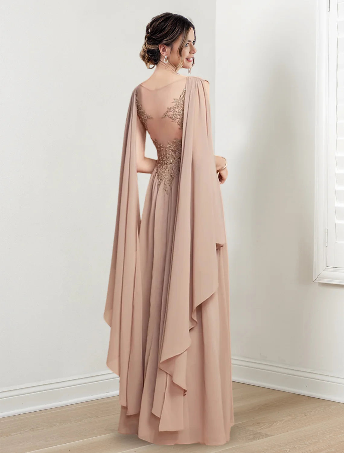 A-line/Princess V-neck to floor length mother of the bride dress