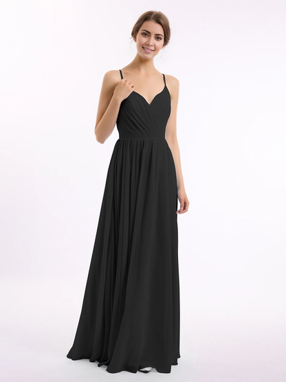 Thin shoulder chiffon bridesmaid dress