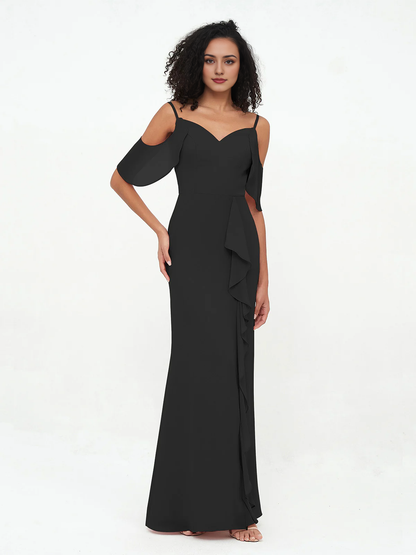 Thin shoulder strap slit Cloumn dress