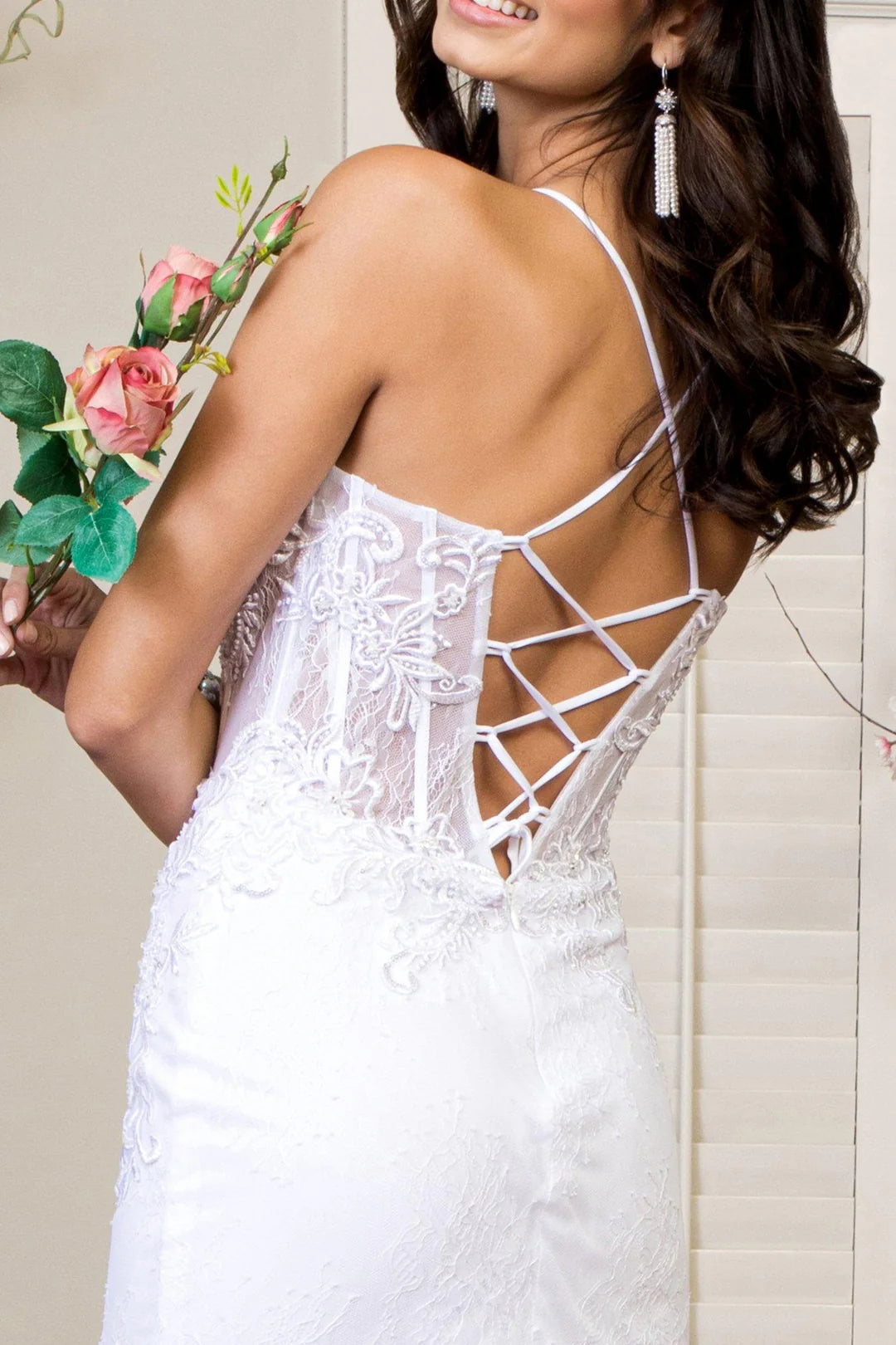 Embroidered tight corset mermaid wedding dress