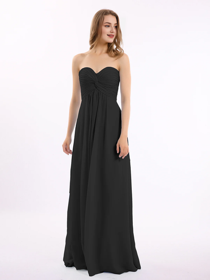 Sweetheart strapless Empire chiffon bridesmaid dress