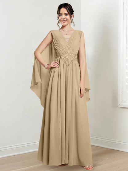 A-line/Princess V-neck to floor length mother of the bride dress