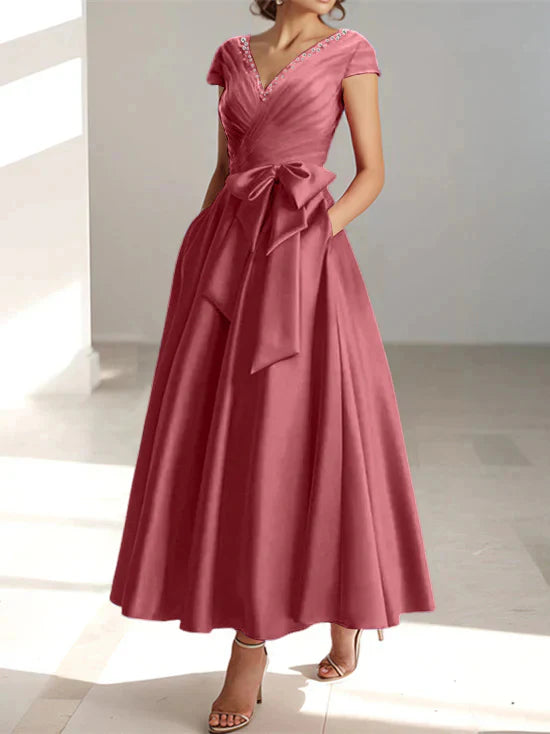 A-line/Princess V-neck pocket mother of the bride dresses