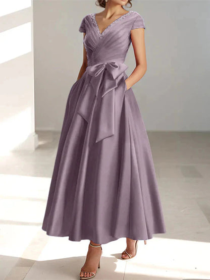 A-line/Princess V-neck pocket mother of the bride dresses