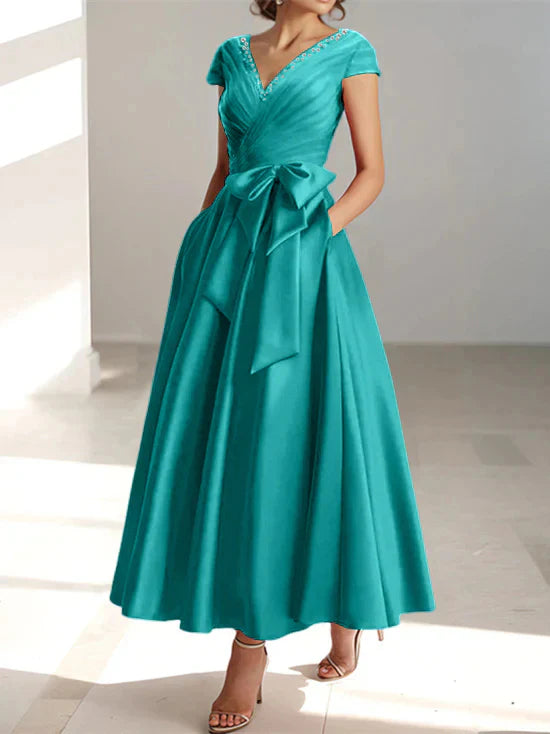 A-line/Princess V-neck pocket mother of the bride dresses