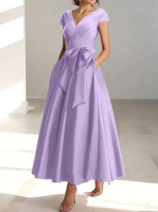 A-line/Princess V-neck pocket mother of the bride dresses