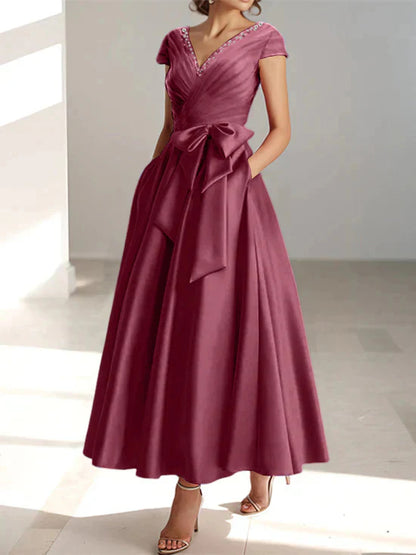 A-line/Princess V-neck pocket mother of the bride dresses