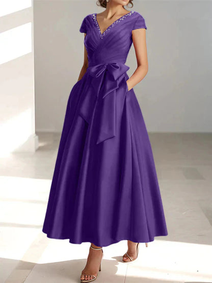 A-line/Princess V-neck pocket mother of the bride dresses