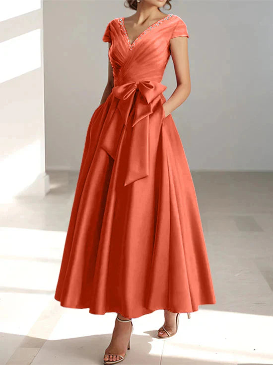 A-line/Princess V-neck pocket mother of the bride dresses