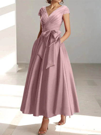 A-line/Princess V-neck pocket mother of the bride dresses