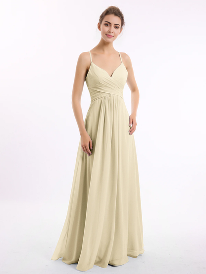 Thin shoulder strap V-neck chiffon dress