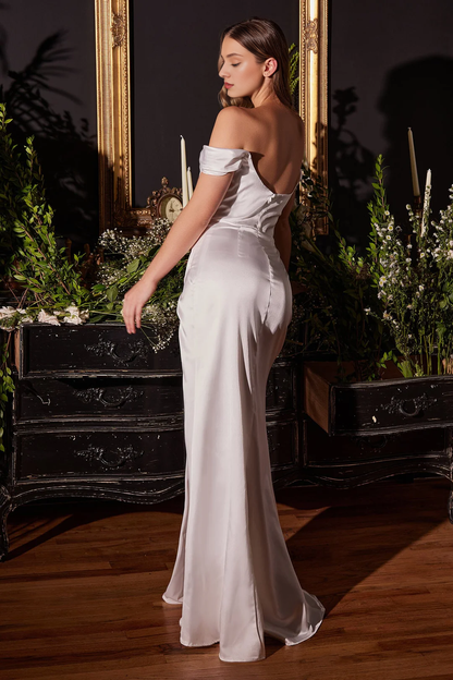 Long off shoulder tight corset wedding dress