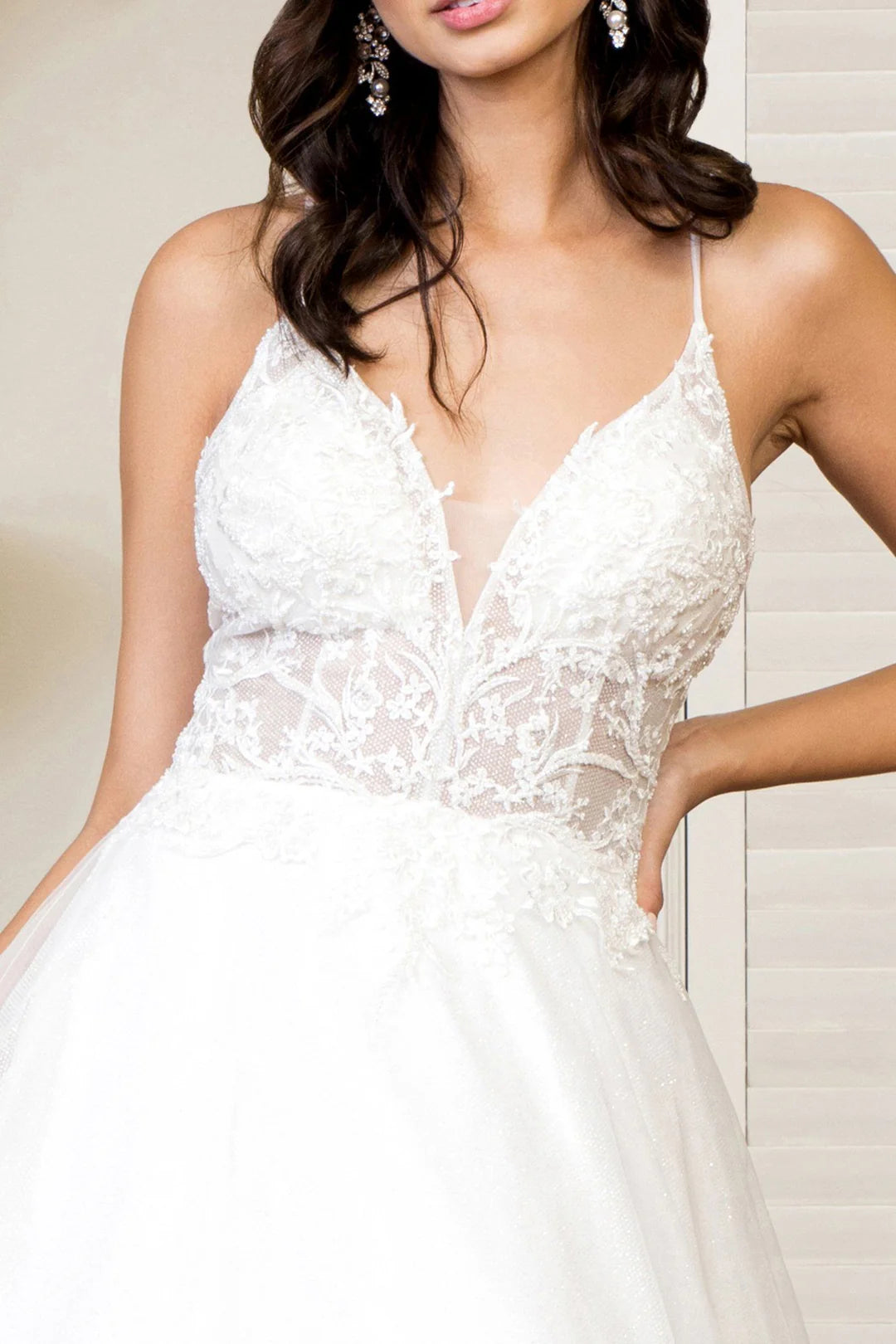 Flower embroidery tight corset wedding dress