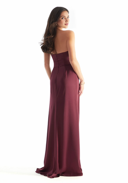 A-line V-neck pleated tight corset high waist and floor length dress