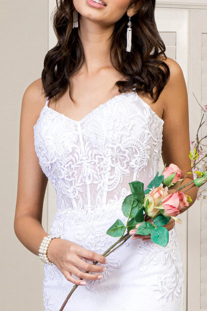 Embroidered tight corset mermaid wedding dress