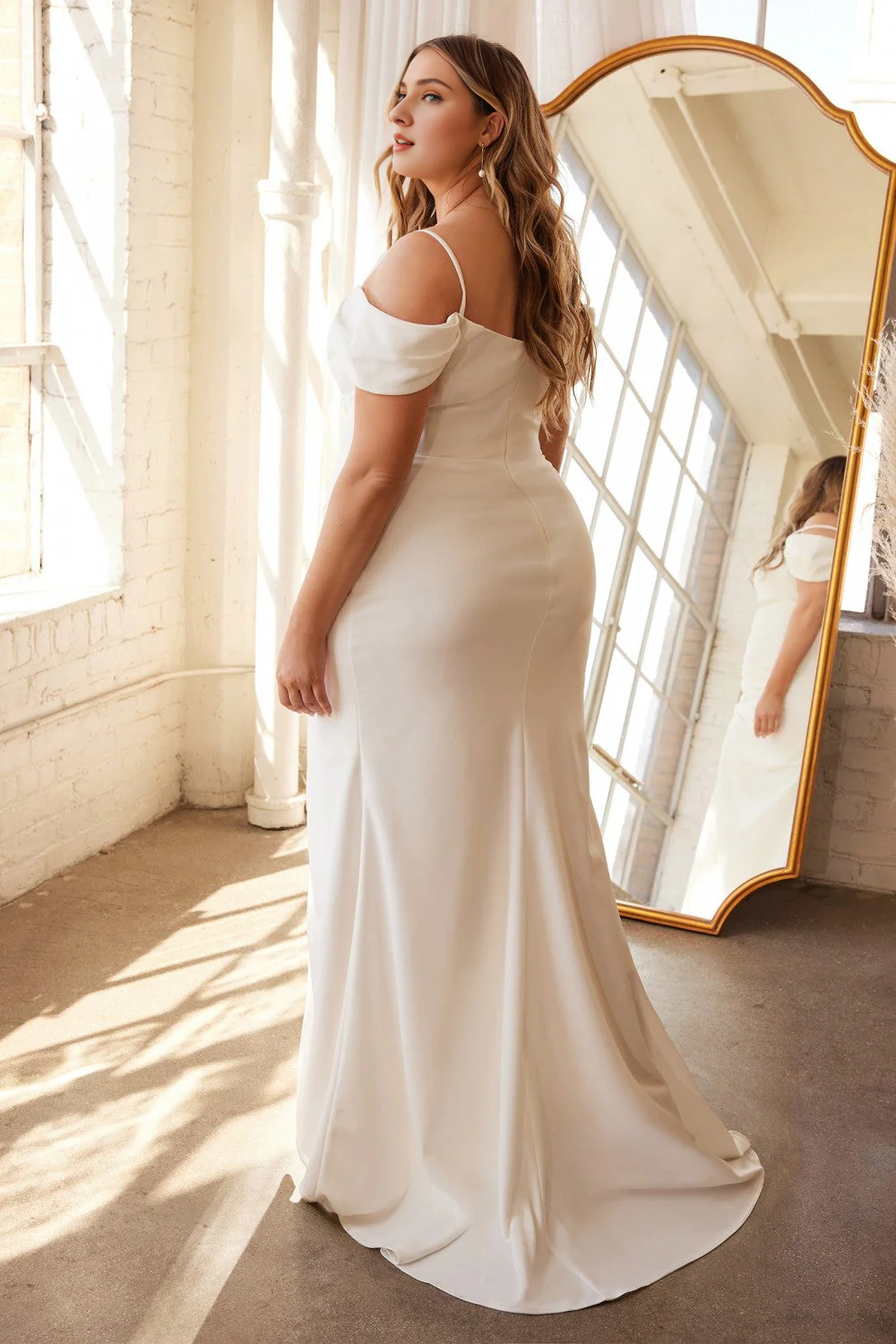 Large white long off shoulder sweetheart wedding dress