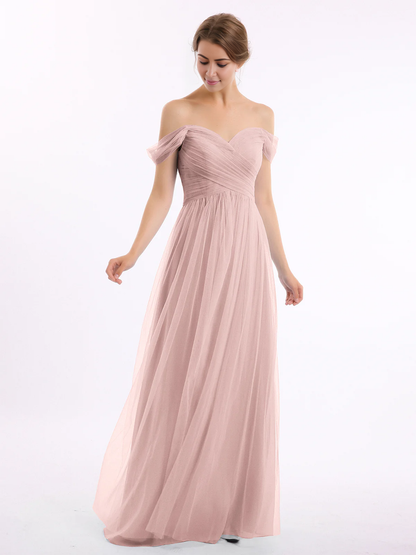 Off shoulder sweetheart collar chiffon dress