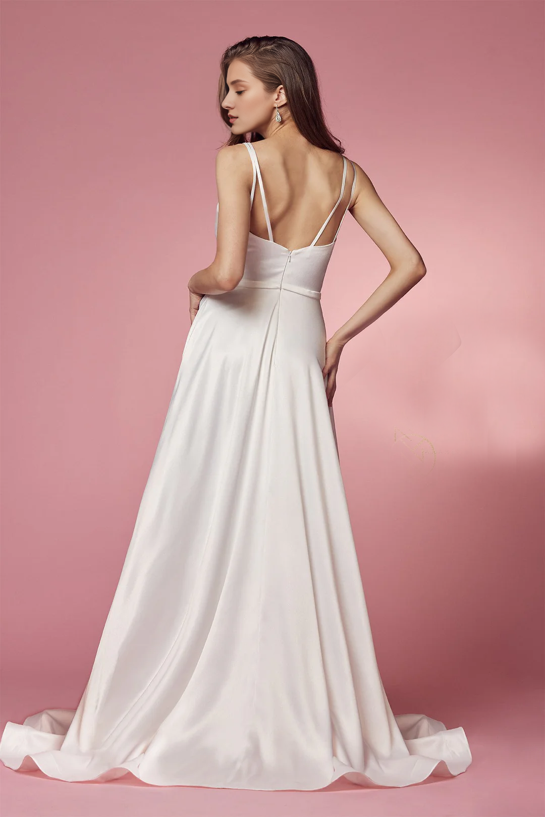 White sleeveless A-line wedding dress