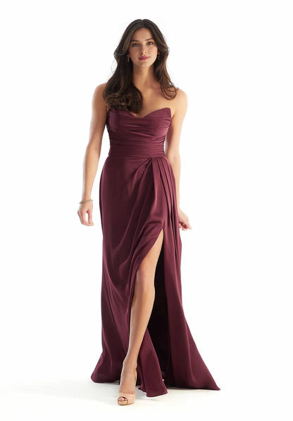 A-line V-neck pleated tight corset high waist and floor length dress