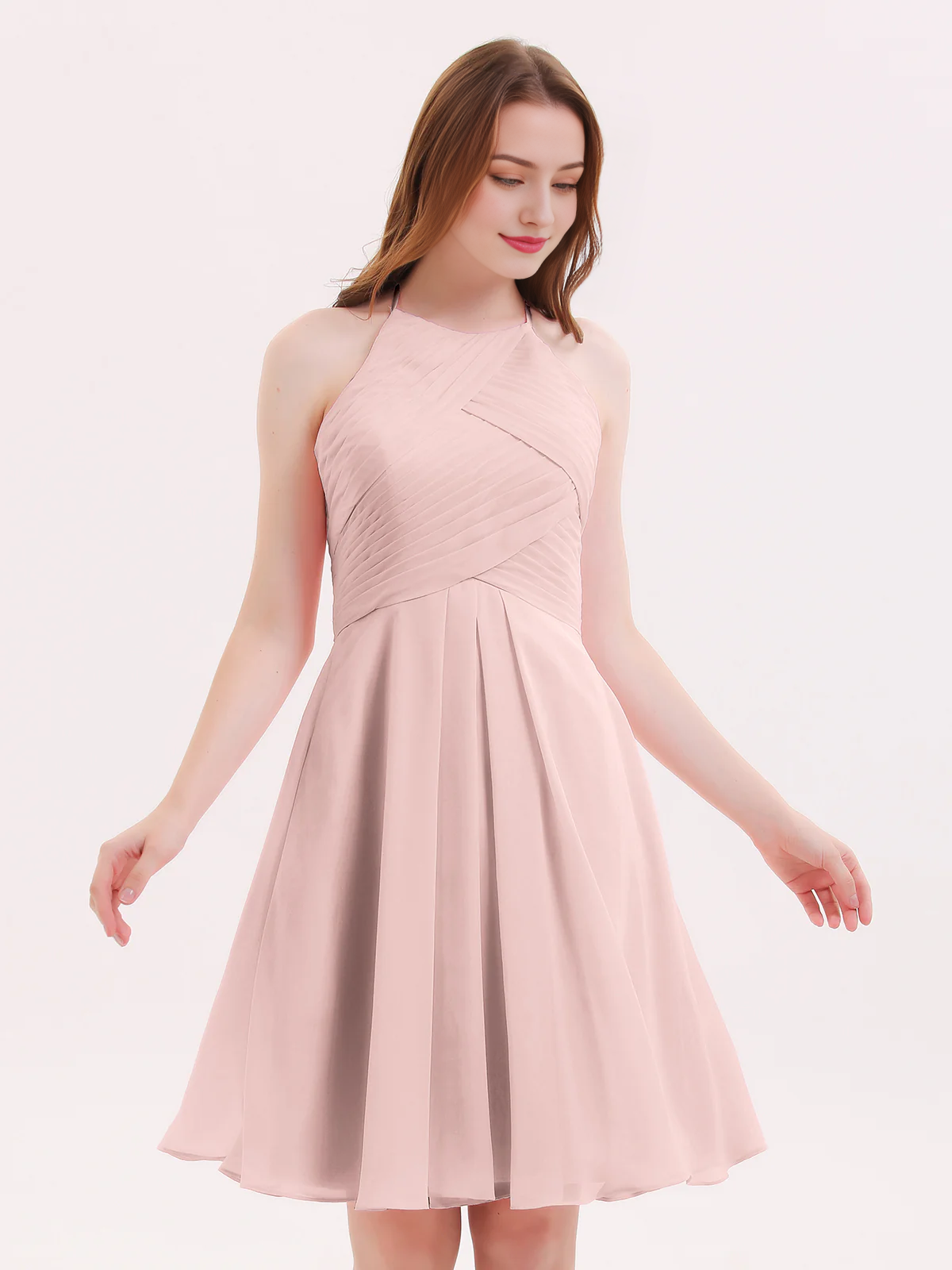 Short chiffon pocket bridesmaid dress