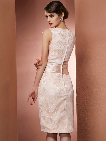 Sheath/Column Square Sleeveless Short  Woven Satin Mother of the Bride Dresses