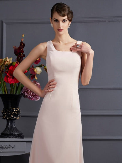 Sheath/Column Square Sleeveless Long Chiffon Mother of the Bride Dresses