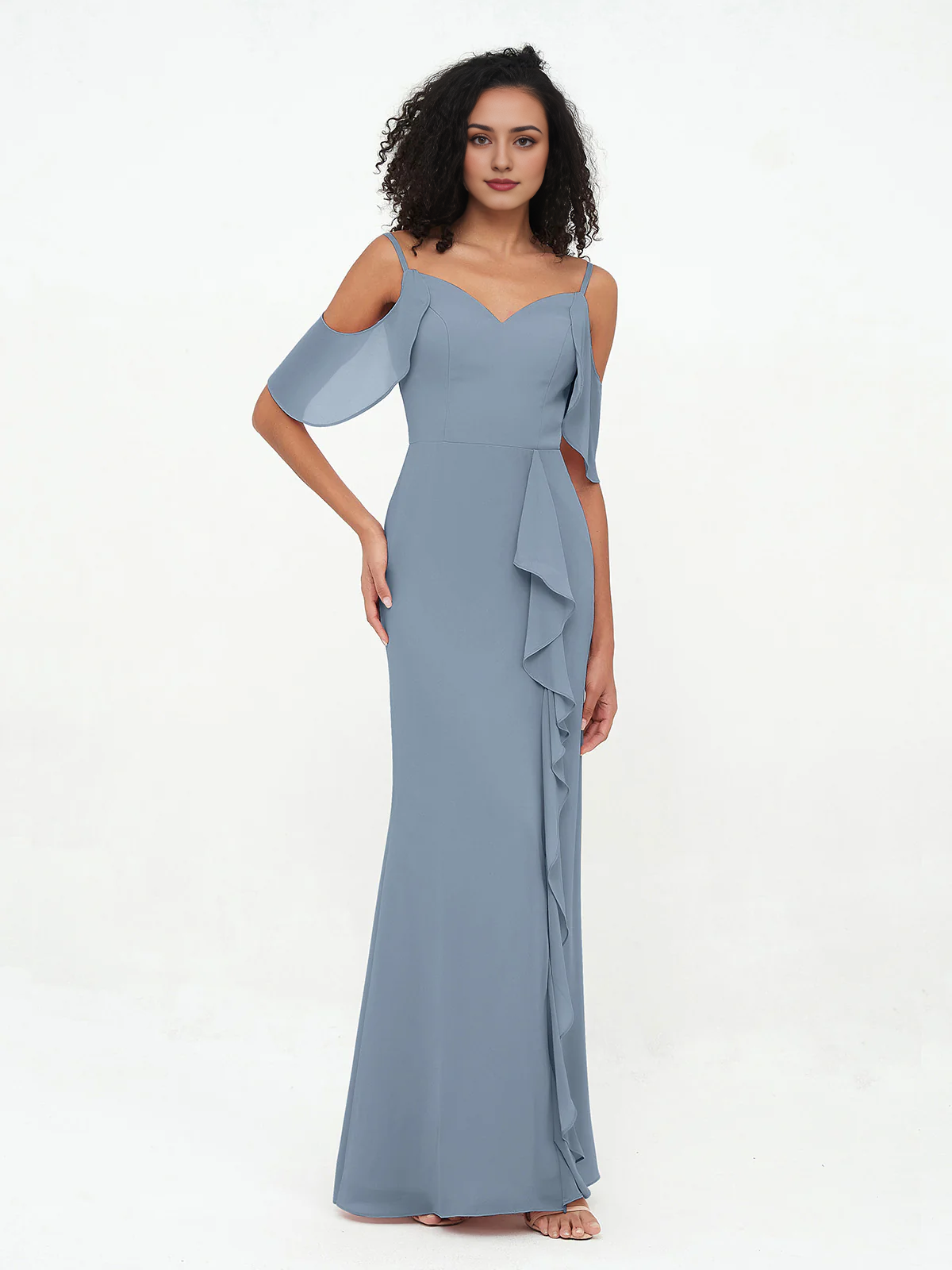 Thin shoulder strap slit Cloumn dress