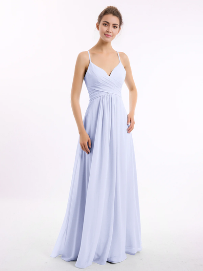 Thin shoulder strap V-neck chiffon dress