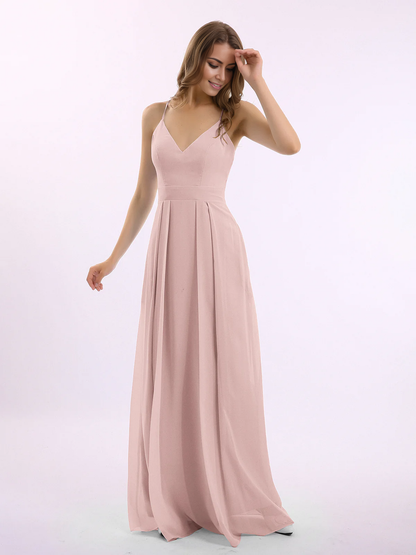 Thin shoulder V-neck chiffon dress