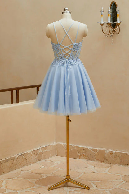 A-shaped Italian Noodle Strap Short Homecoming Dress