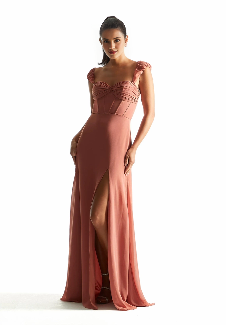 A-line heart-shaped neckline Chiffon pleated tight corset bridesmaid dress