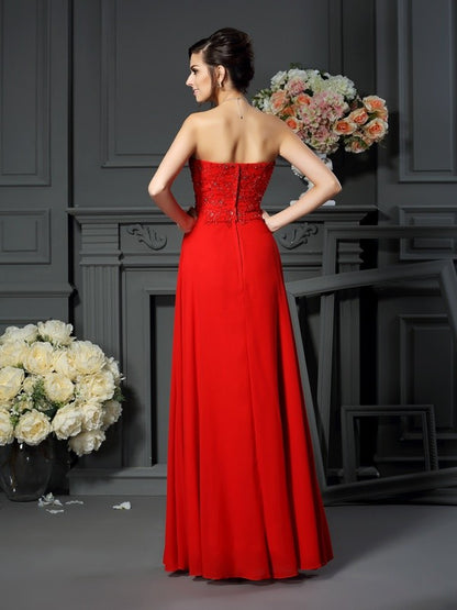 A-Line/Princess Sweetheart Beading Sleeveless Long Chiffon Mother of the Bride Dresses