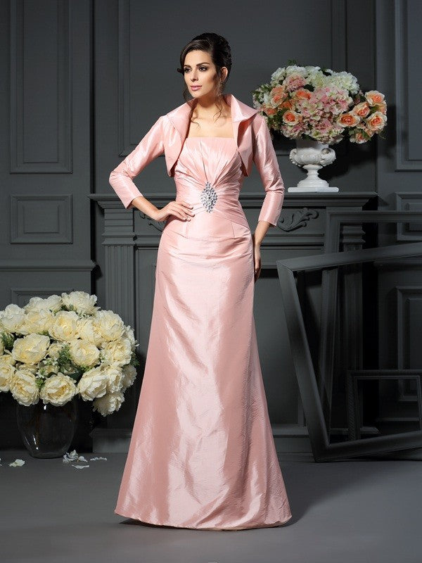 A-Line/Princess Strapless Pleats Sleeveless Long Taffeta Mother of the Bride Dresses